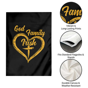 God Family Irish Garden Flag Vintage Cross In Heart Christian Notre Dame Game Day TS10 Print Your Wear