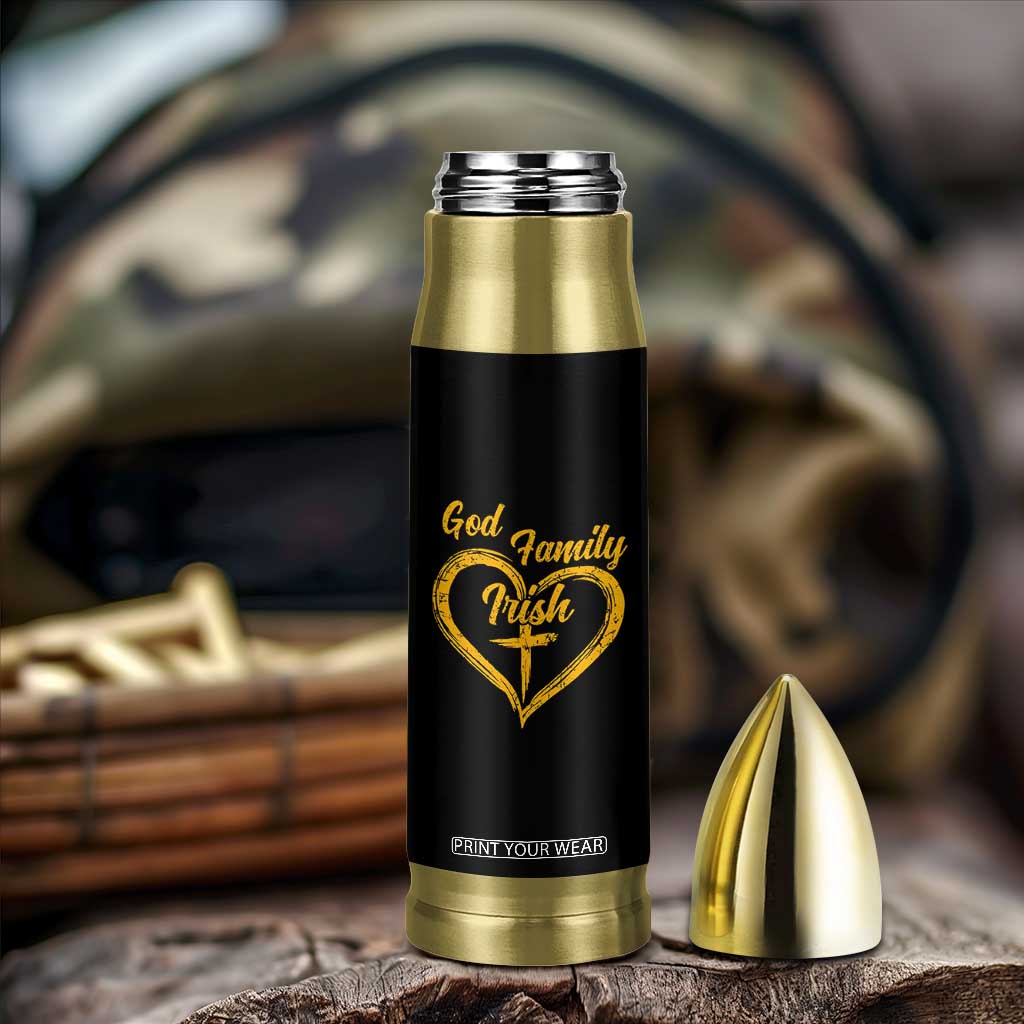 God Family Irish Bullet Tumbler Vintage Cross In Heart Christian Notre Dame Game Day TS10 Print Your Wear