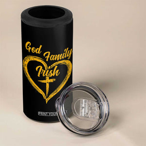 God Family Irish 4 in 1 Can Cooler Tumbler Vintage Cross In Heart Christian Notre Dame Game Day TS10 Print Your Wear