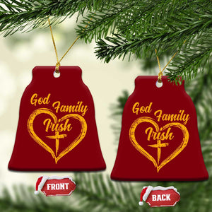 God Family Irish Ceramic Ornament Vintage Cross In Heart Christian Notre Dame Game Day TS10 Print Your Wear