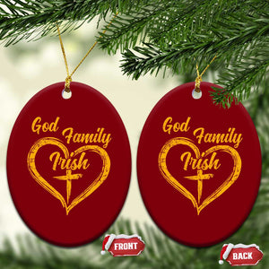 God Family Irish Ceramic Ornament Vintage Cross In Heart Christian Notre Dame Game Day TS10 Print Your Wear