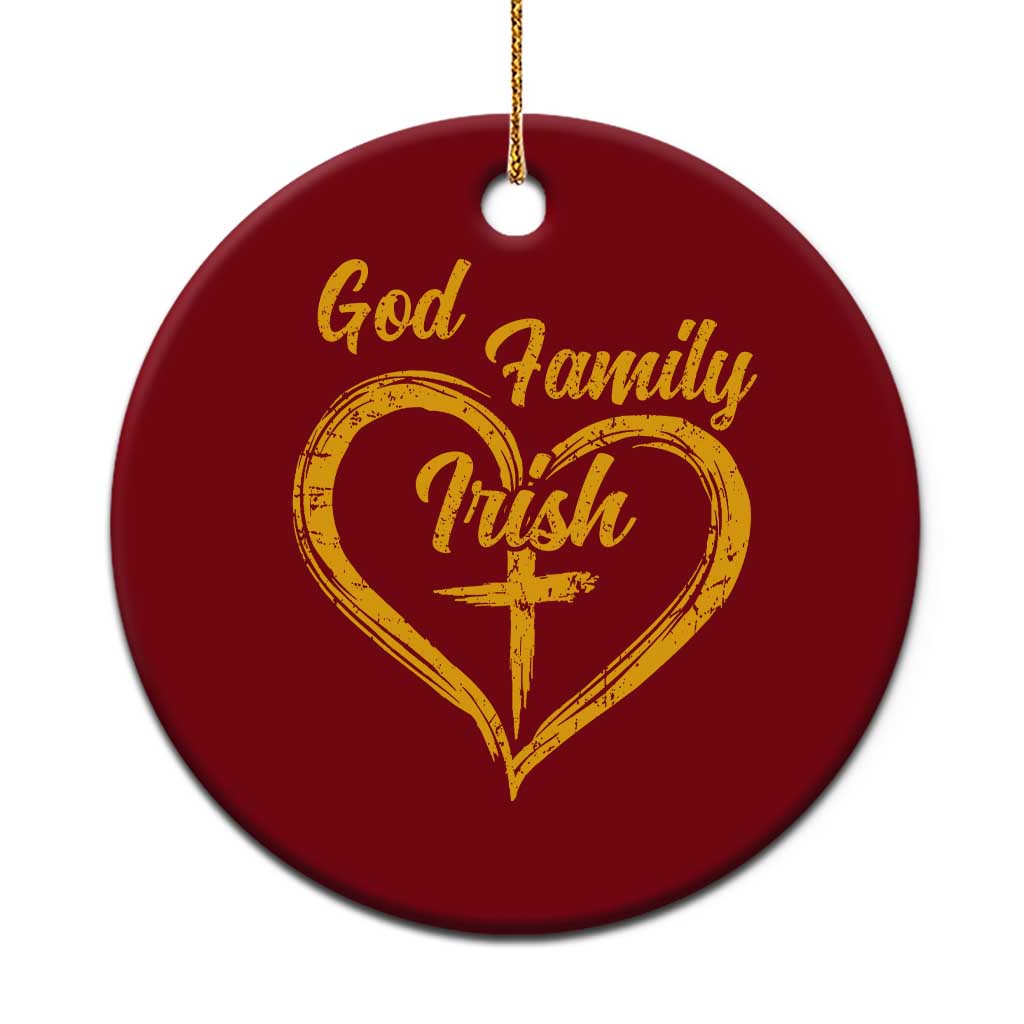 God Family Irish Ceramic Ornament Vintage Cross In Heart Christian Notre Dame Game Day TS10 1pc Red Print Your Wear