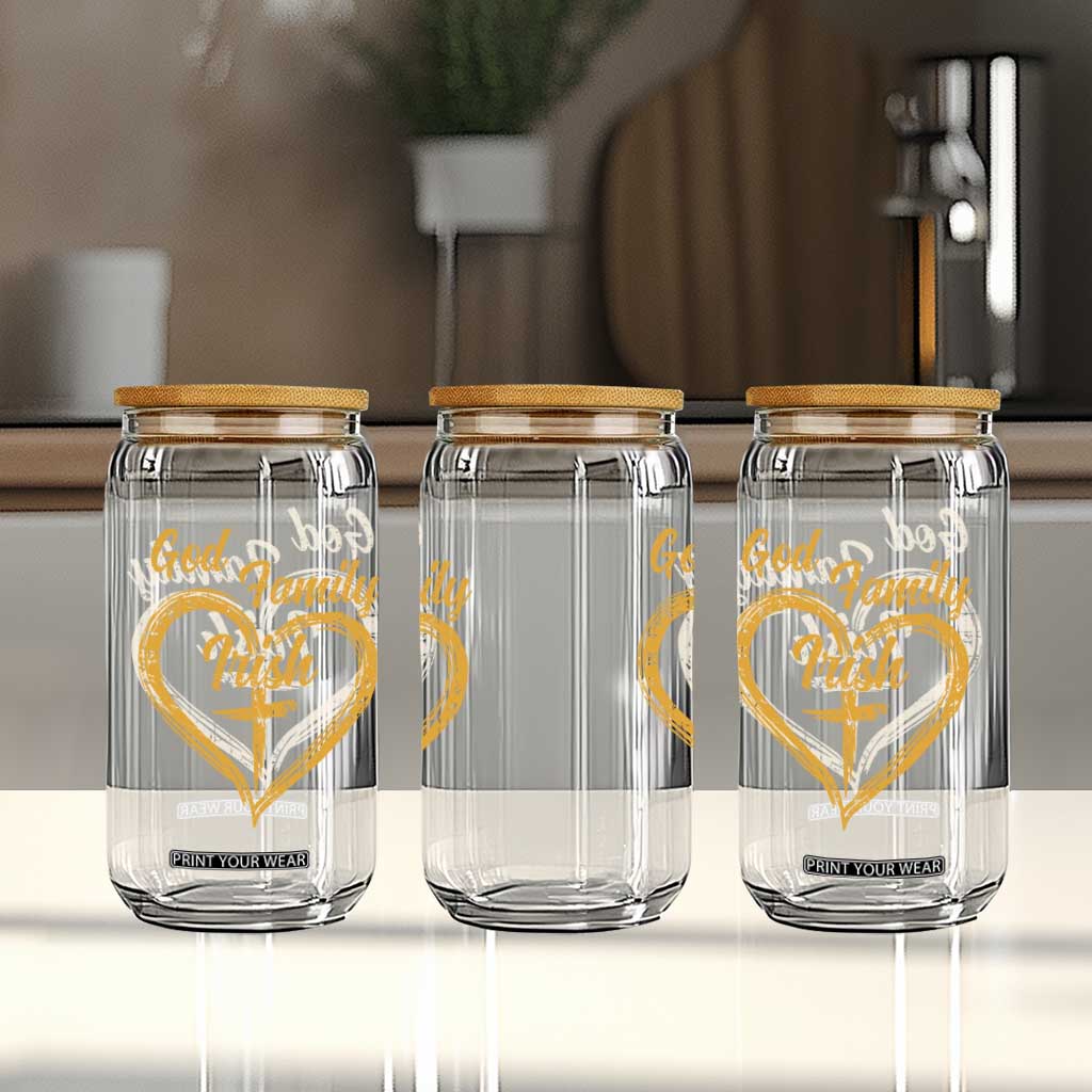 God Family Irish Glass Can Vintage Cross In Heart Christian Notre Dame Game Day TS10 Print Your Wear