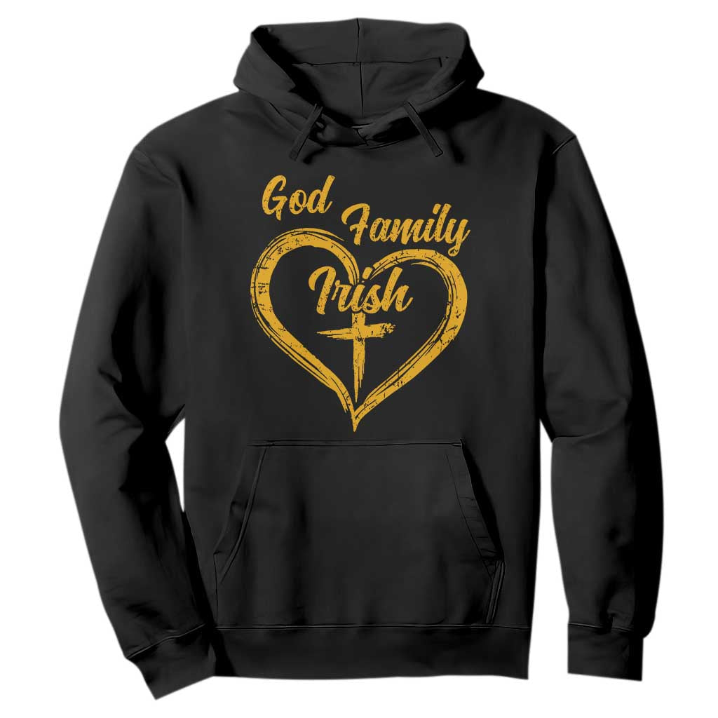God Family Irish Hoodie Vintage Cross In Heart Christian Notre Dame Game Day TS10 Black Print Your Wear