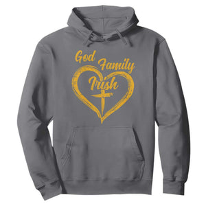 God Family Irish Hoodie Vintage Cross In Heart Christian Notre Dame Game Day TS10 Charcoal Print Your Wear