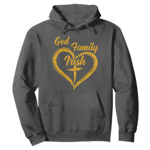God Family Irish Hoodie Vintage Cross In Heart Christian Notre Dame Game Day TS10 Dark Heather Print Your Wear