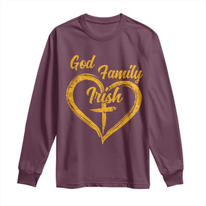 God Family Irish Long Sleeve Shirt Vintage Cross In Heart Christian Notre Dame Game Day TS10 Maroon Print Your Wear