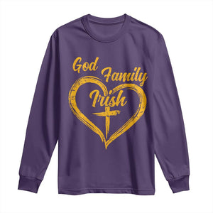 God Family Irish Long Sleeve Shirt Vintage Cross In Heart Christian Notre Dame Game Day TS10 Purple Print Your Wear
