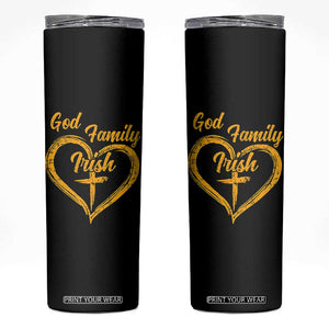 God Family Irish Skinny Tumbler Vintage Cross In Heart Christian Notre Dame Game Day TS10 Black Print Your Wear