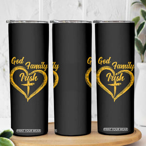 God Family Irish Skinny Tumbler Vintage Cross In Heart Christian Notre Dame Game Day TS10 Print Your Wear