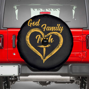 God Family Irish Spare Tire Cover Vintage Cross In Heart Christian Notre Dame Game Day TS10 Black Print Your Wear