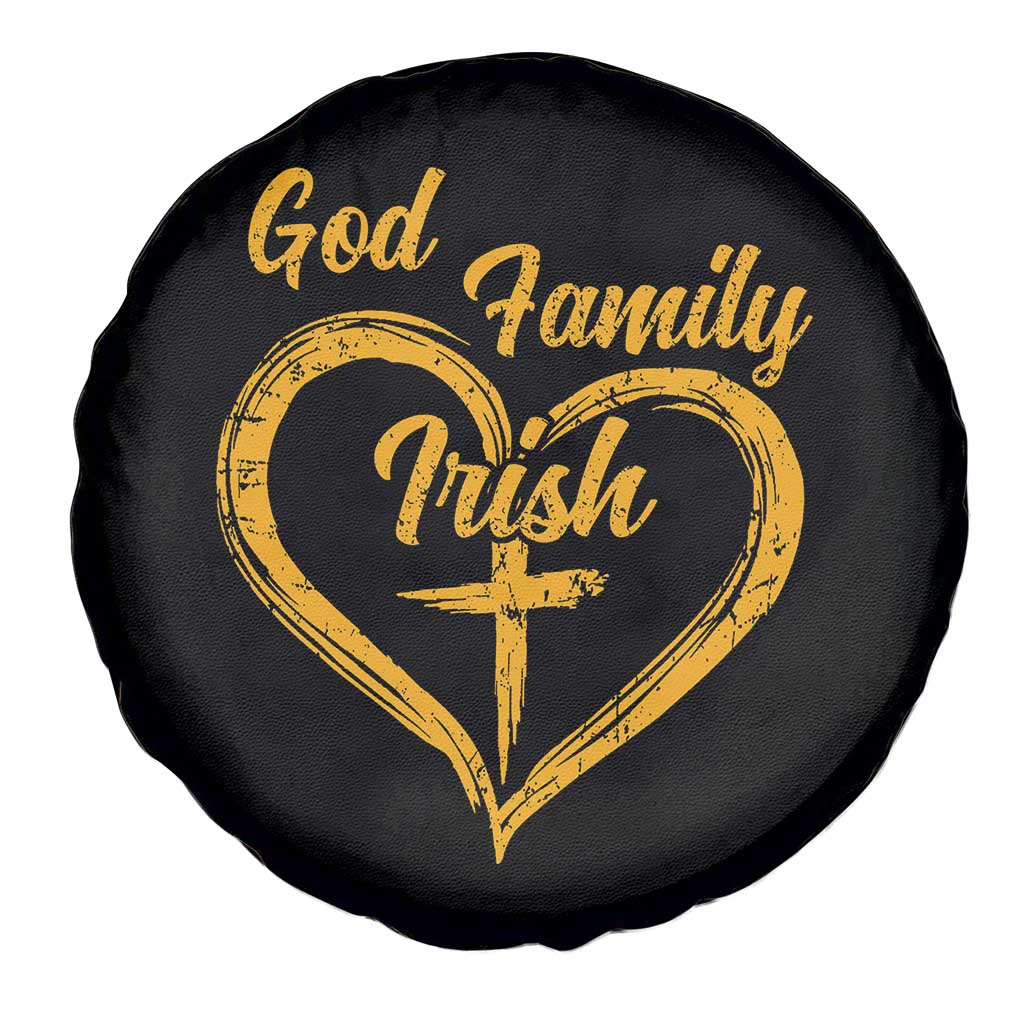 God Family Irish Spare Tire Cover Vintage Cross In Heart Christian Notre Dame Game Day TS10 Print Your Wear
