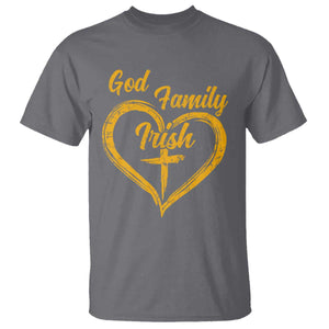 God Family Irish T Shirt Vintage Cross In Heart Christian Notre Dame Game Day TS10 Charcoal Print Your Wear