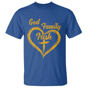 God Family Irish T Shirt Vintage Cross In Heart Christian Notre Dame Game Day TS10 Royal Blue Print Your Wear