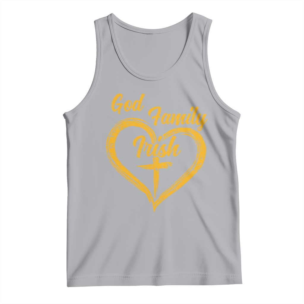 God Family Irish Tank Top Vintage Cross In Heart Christian Notre Dame Game Day TS10 Athletic Heather Print Your Wear