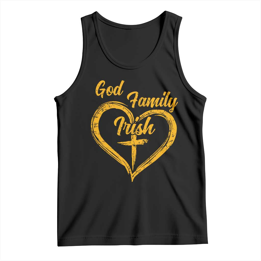 God Family Irish Tank Top Vintage Cross In Heart Christian Notre Dame Game Day TS10 Black Print Your Wear