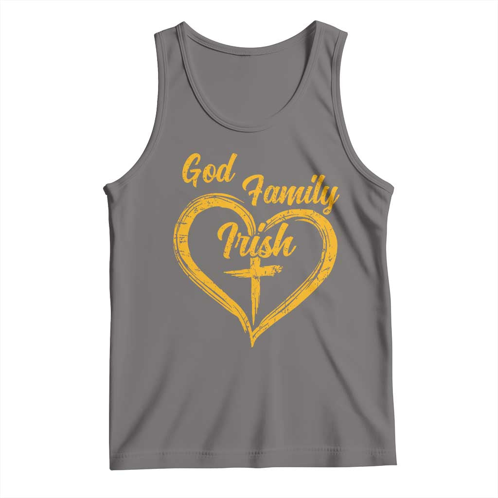 God Family Irish Tank Top Vintage Cross In Heart Christian Notre Dame Game Day TS10 Deep Heather Print Your Wear