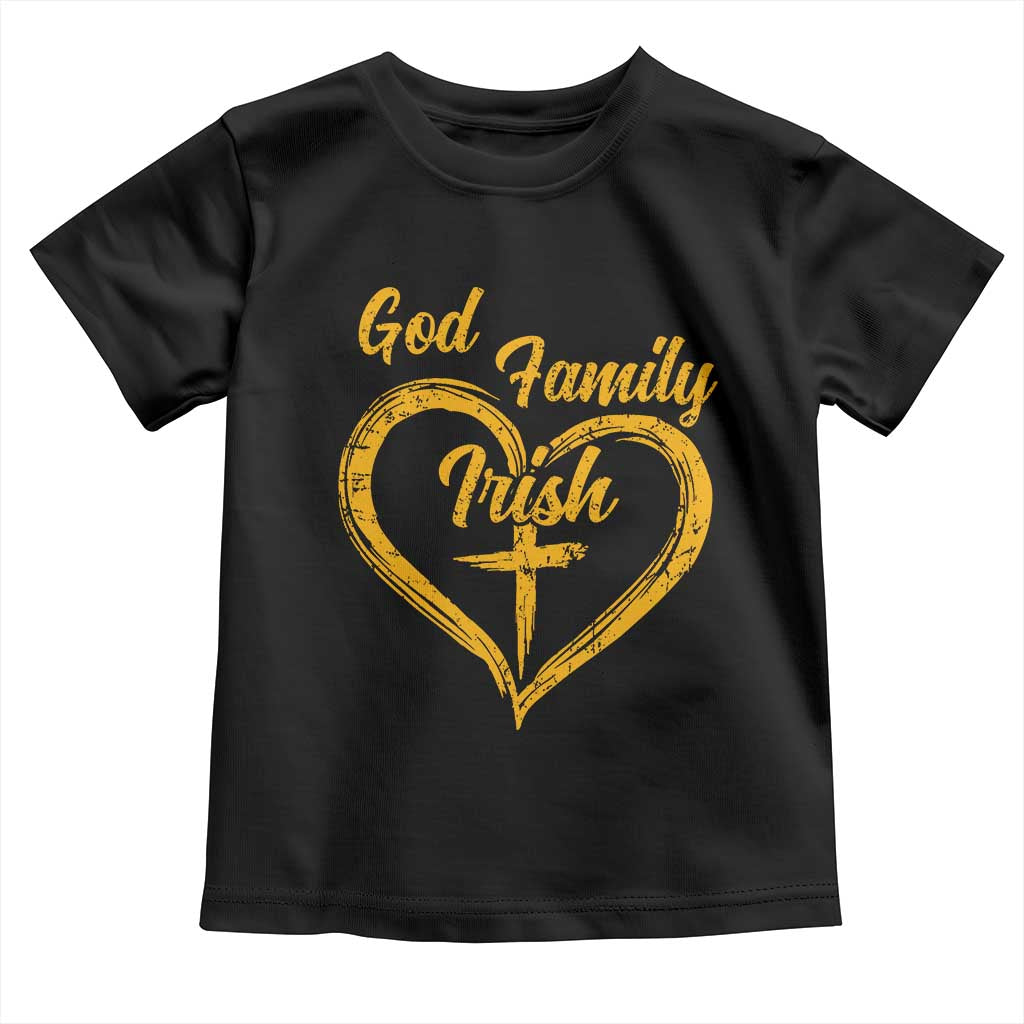 God Family Irish Toddler T Shirt Vintage Cross In Heart Christian Notre Dame Game Day TS10 Black Print Your Wear