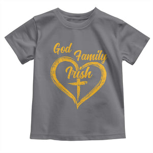 God Family Irish Toddler T Shirt Vintage Cross In Heart Christian Notre Dame Game Day TS10 Charcoal Print Your Wear