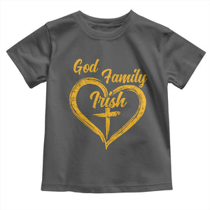 God Family Irish Toddler T Shirt Vintage Cross In Heart Christian Notre Dame Game Day TS10 Dark Heather Print Your Wear