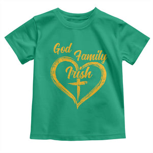 God Family Irish Toddler T Shirt Vintage Cross In Heart Christian Notre Dame Game Day TS10 Irish Green Print Your Wear