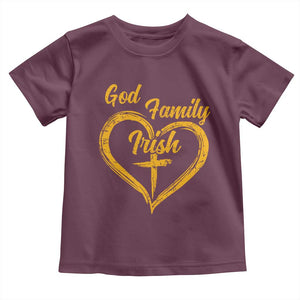 God Family Irish Toddler T Shirt Vintage Cross In Heart Christian Notre Dame Game Day TS10 Maroon Print Your Wear