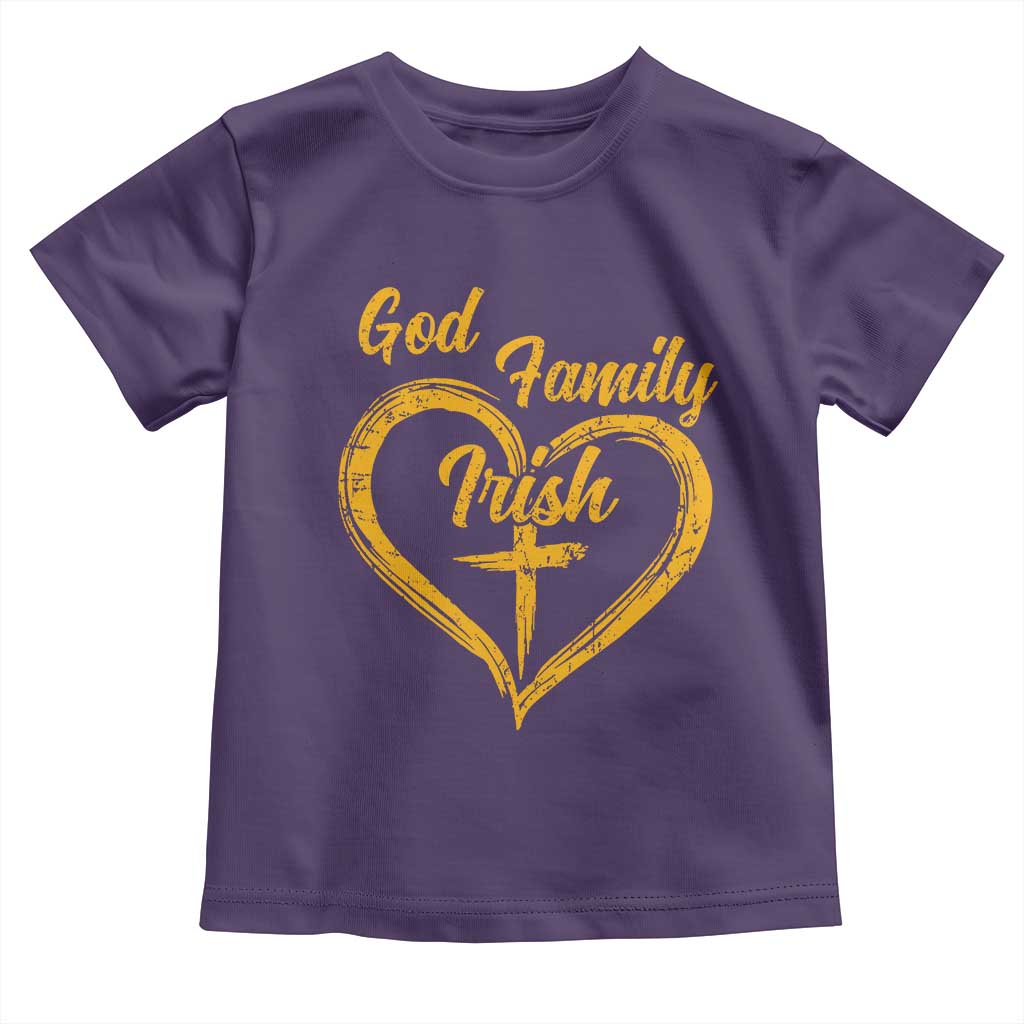 God Family Irish Toddler T Shirt Vintage Cross In Heart Christian Notre Dame Game Day TS10 Purple Print Your Wear