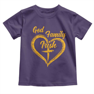 God Family Irish Toddler T Shirt Vintage Cross In Heart Christian Notre Dame Game Day TS10 Purple Print Your Wear