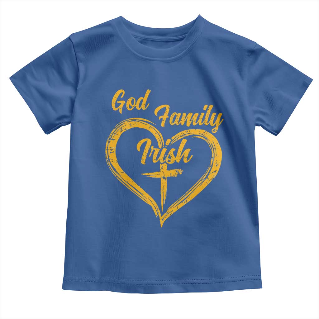 God Family Irish Toddler T Shirt Vintage Cross In Heart Christian Notre Dame Game Day TS10 Royal Blue Print Your Wear