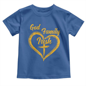 God Family Irish Toddler T Shirt Vintage Cross In Heart Christian Notre Dame Game Day TS10 Royal Blue Print Your Wear