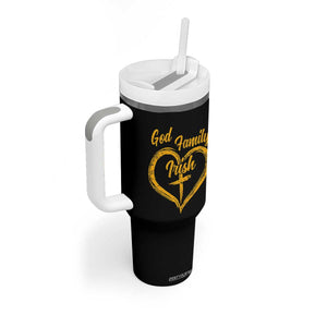 God Family Irish Tumbler With Handle Vintage Cross In Heart Christian Notre Dame Game Day TS10 Print Your Wear