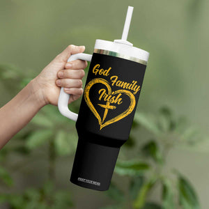 God Family Irish Tumbler With Handle Vintage Cross In Heart Christian Notre Dame Game Day TS10 Print Your Wear