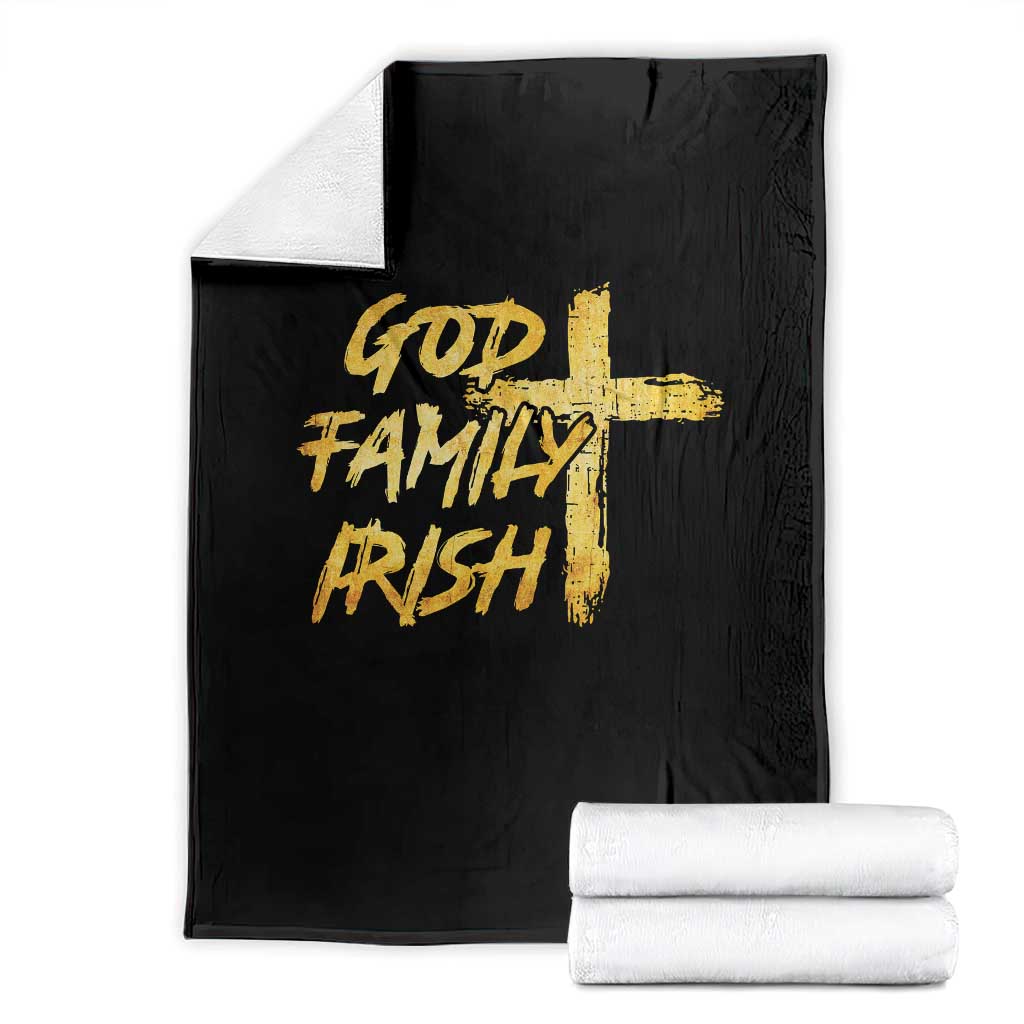 God Family Irish Throw Blanket Christian Faith Cross Notre Dame Game Day TS10 Black Print Your Wear