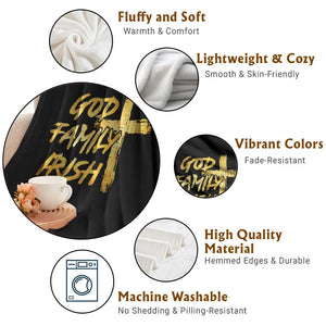 God Family Irish Throw Blanket Christian Faith Cross Notre Dame Game Day TS10 Print Your Wear