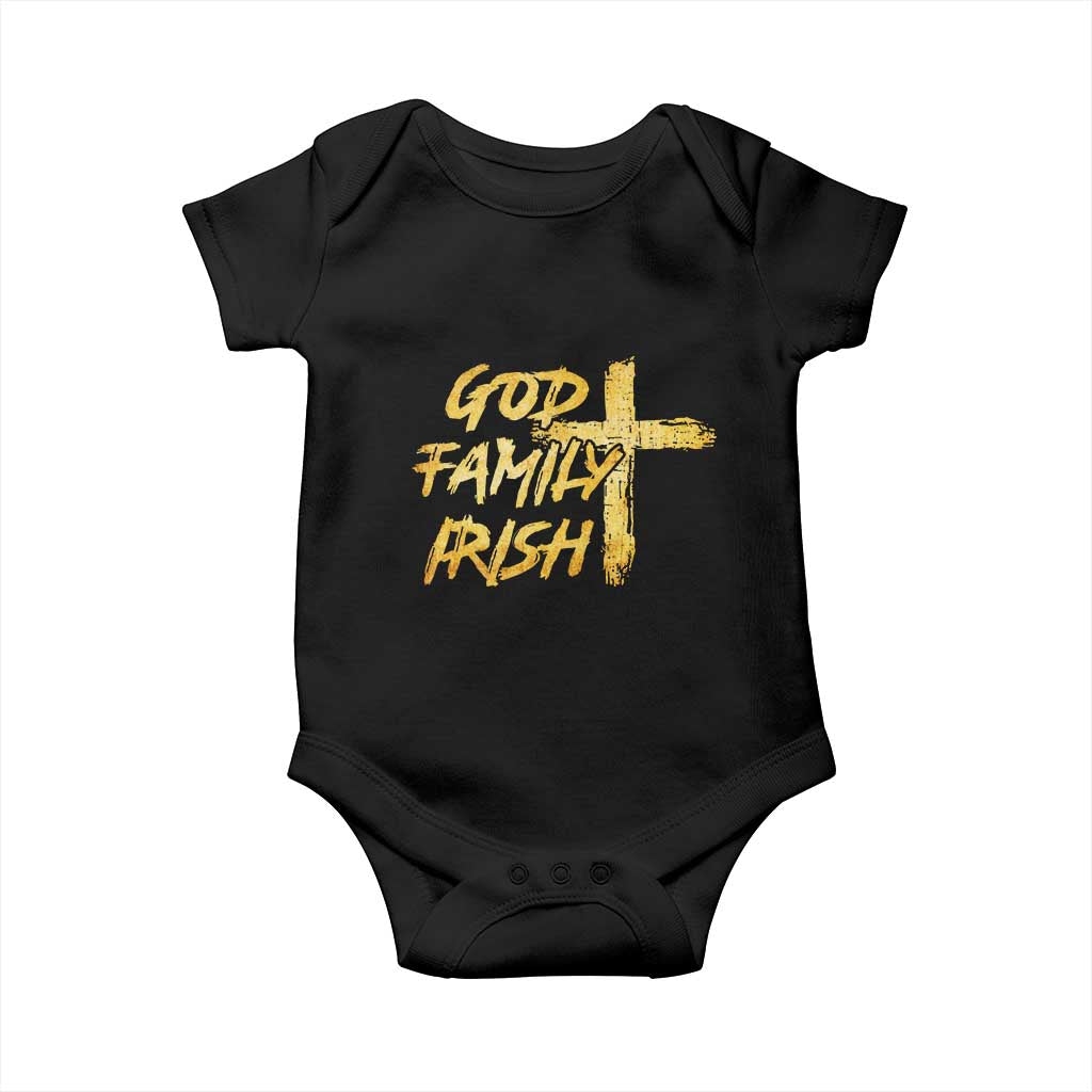 God Family Irish Baby Onesie Christian Faith Cross Notre Dame Game Day TS10 Black Print Your Wear
