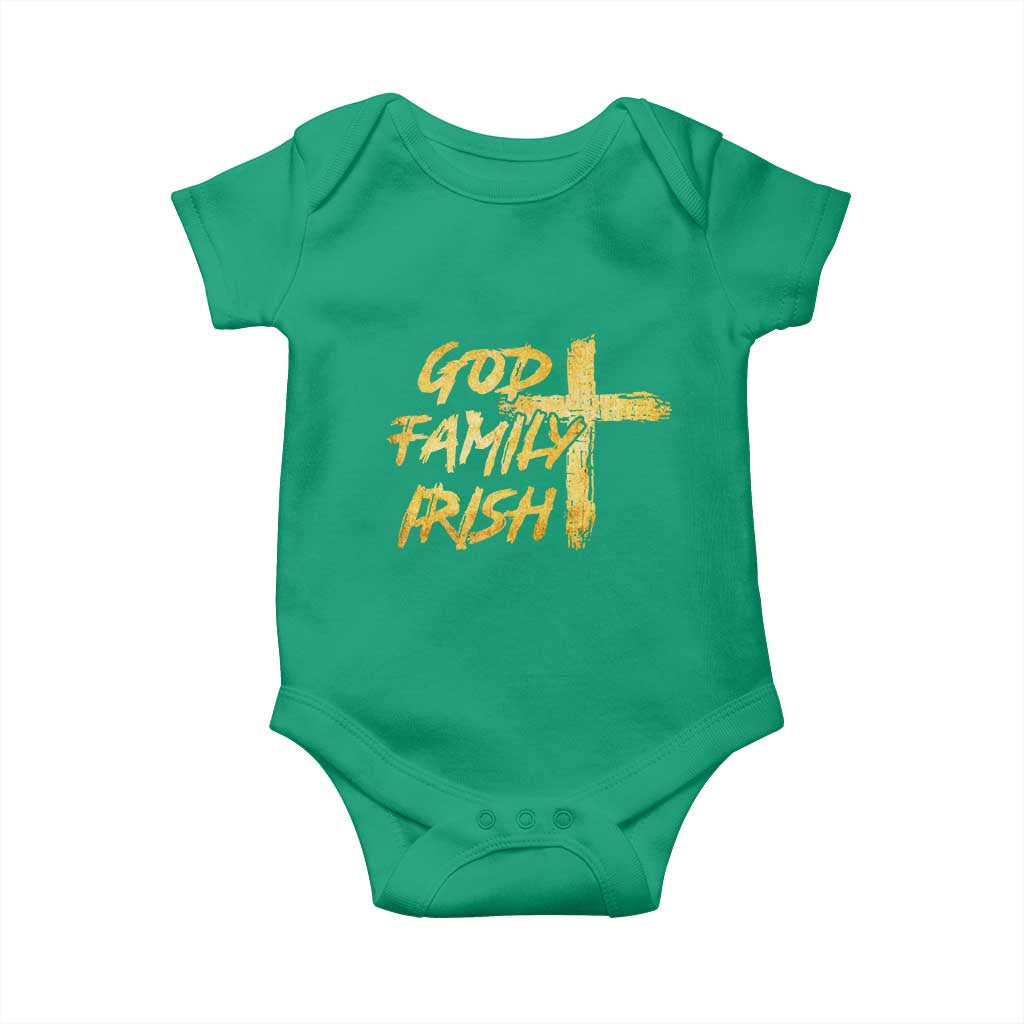 God Family Irish Baby Onesie Christian Faith Cross Notre Dame Game Day TS10 Irish Green Print Your Wear