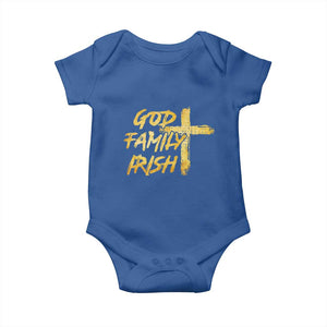God Family Irish Baby Onesie Christian Faith Cross Notre Dame Game Day TS10 Royal Blue Print Your Wear