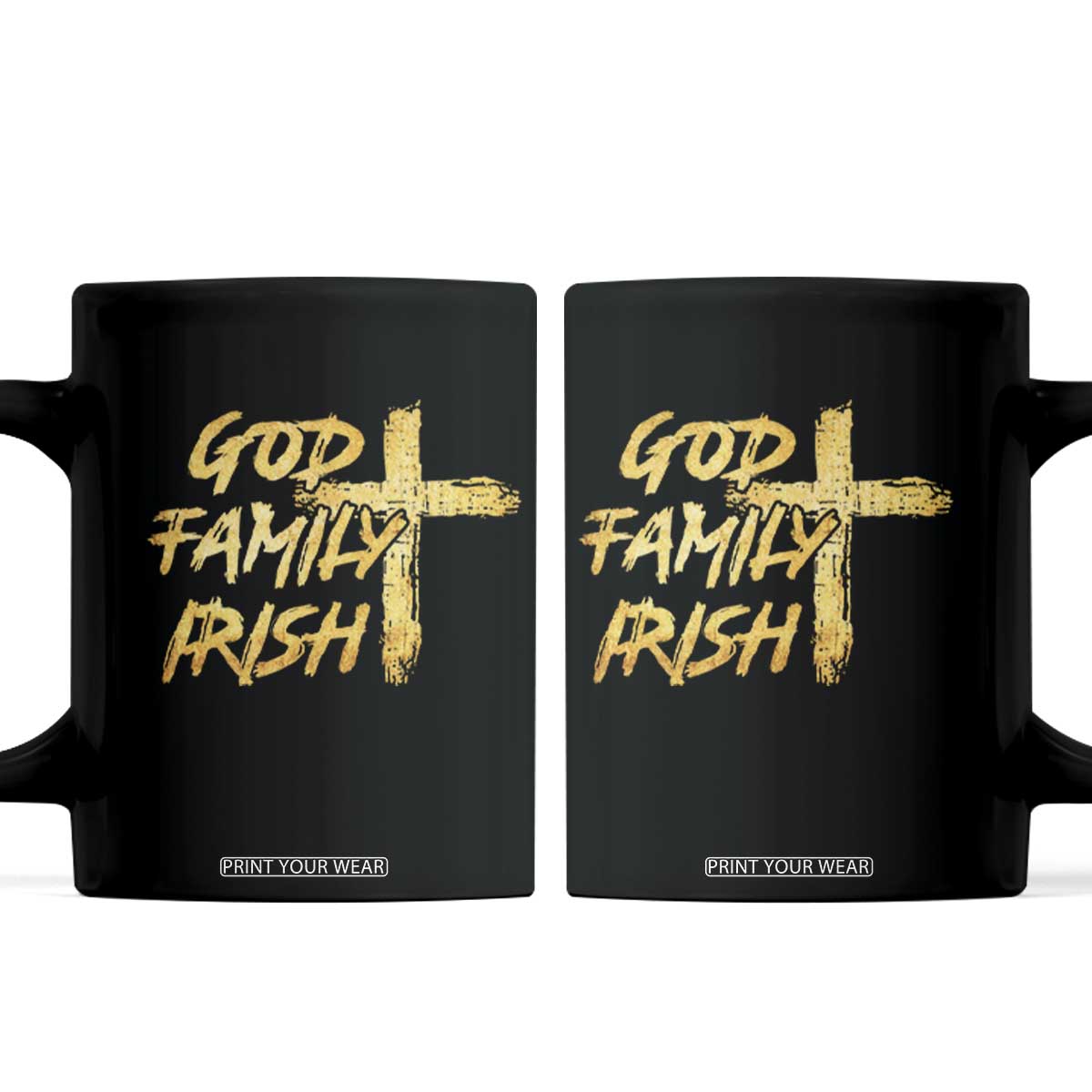 God Family Irish Coffee Mug Christian Faith Cross Notre Dame Game Day TS10 Black Print Your Wear