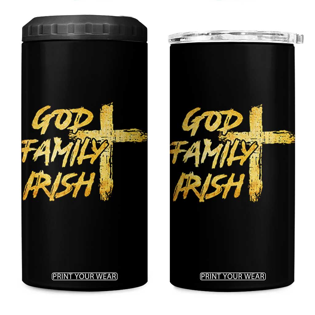 God Family Irish 4 in 1 Can Cooler Tumbler Christian Faith Cross Notre Dame Game Day TS10 One Size: 16 oz Black Print Your Wear