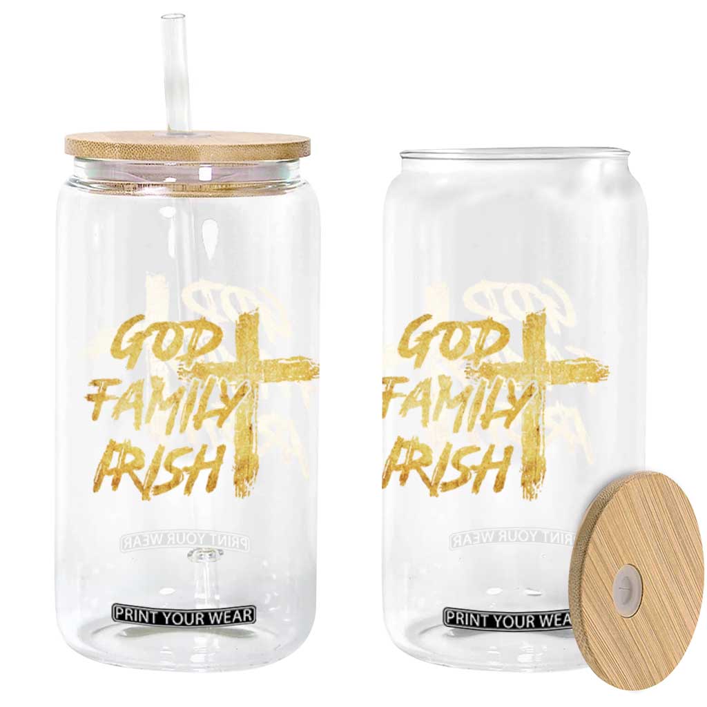 God Family Irish Glass Can Christian Faith Cross Notre Dame Game Day TS10 Print Your Wear