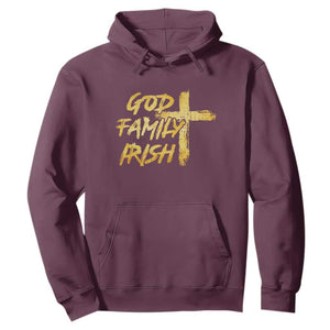 God Family Irish Hoodie Christian Faith Cross Notre Dame Game Day TS10 Maroon Print Your Wear