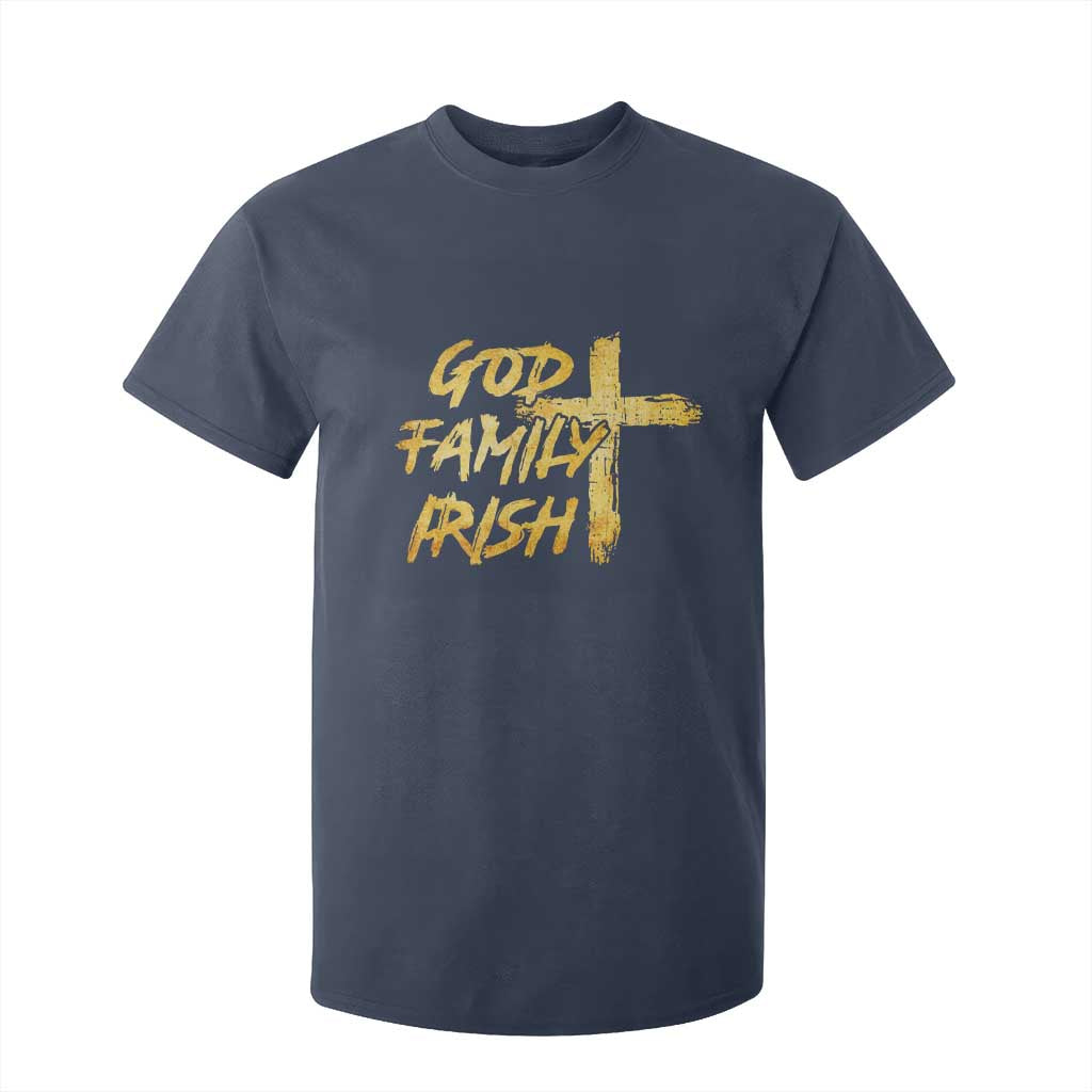 God Family Irish T Shirt For Kid Christian Faith Cross Notre Dame Game Day TS10 Navy Print Your Wear