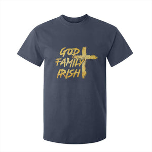 God Family Irish T Shirt For Kid Christian Faith Cross Notre Dame Game Day TS10 Navy Print Your Wear