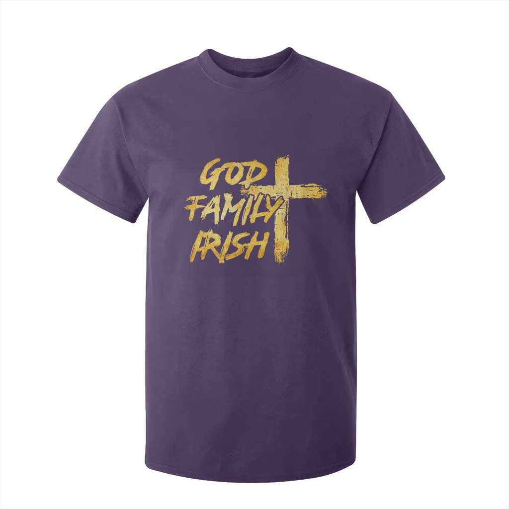 God Family Irish T Shirt For Kid Christian Faith Cross Notre Dame Game Day TS10 Purple Print Your Wear