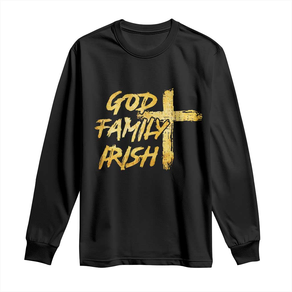 God Family Irish Long Sleeve Shirt Christian Faith Cross Notre Dame Game Day TS10 Black Print Your Wear