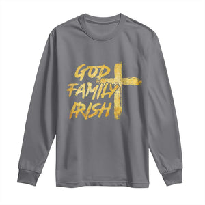 God Family Irish Long Sleeve Shirt Christian Faith Cross Notre Dame Game Day TS10 Charcoal Print Your Wear