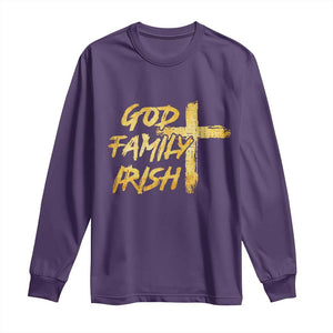 God Family Irish Long Sleeve Shirt Christian Faith Cross Notre Dame Game Day TS10 Purple Print Your Wear