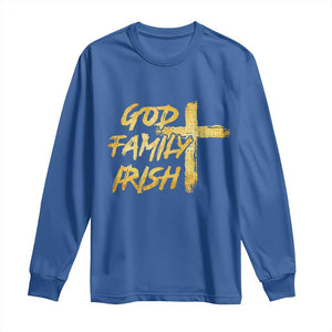 God Family Irish Long Sleeve Shirt Christian Faith Cross Notre Dame Game Day TS10 Royal Blue Print Your Wear
