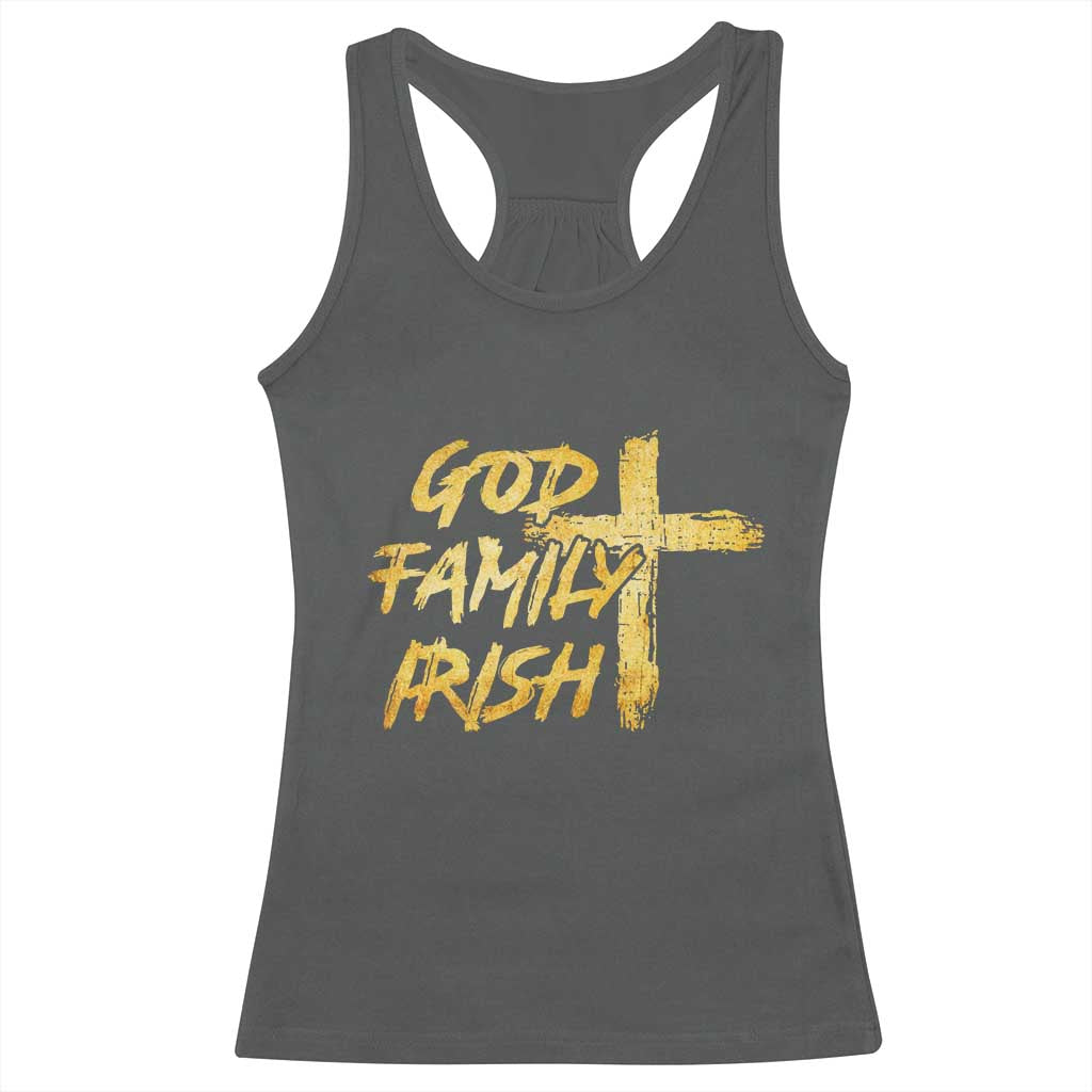 God Family Irish Racerback Tank Top Christian Faith Cross Notre Dame Game Day TS10 Dark Heather Print Your Wear
