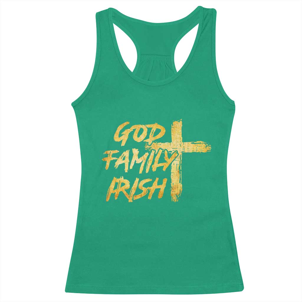 God Family Irish Racerback Tank Top Christian Faith Cross Notre Dame Game Day TS10 Irish Green Print Your Wear